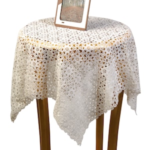 Hand Knitted Vintage Lace Tablecloth Square