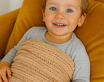 Hand Knit Brown Velvet Baby Blanket: Chunky Soft Knit