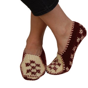 Knitted Red Booties Home Shoes Slippers Socks For Women