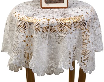 Simhomsen Beige Lace Tablecloth for Small Coffee Table 36 Inch Round Simhomsen Beige Lace Tablecloth for Small Coffee Table 36 Inch Round