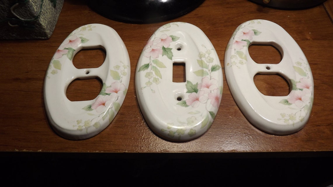 Set of 3 70's Porcelain Outlet Covers 1 Light Switch and Etsy