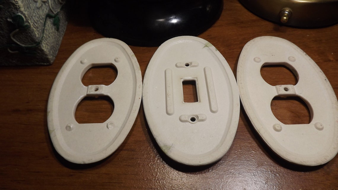 Set of 3 70's Porcelain Outlet Covers 1 Light Switch and Etsy