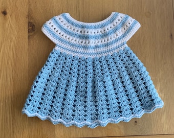 Handmade Crochet Baby Dress Short Sleeve 0-3 Months