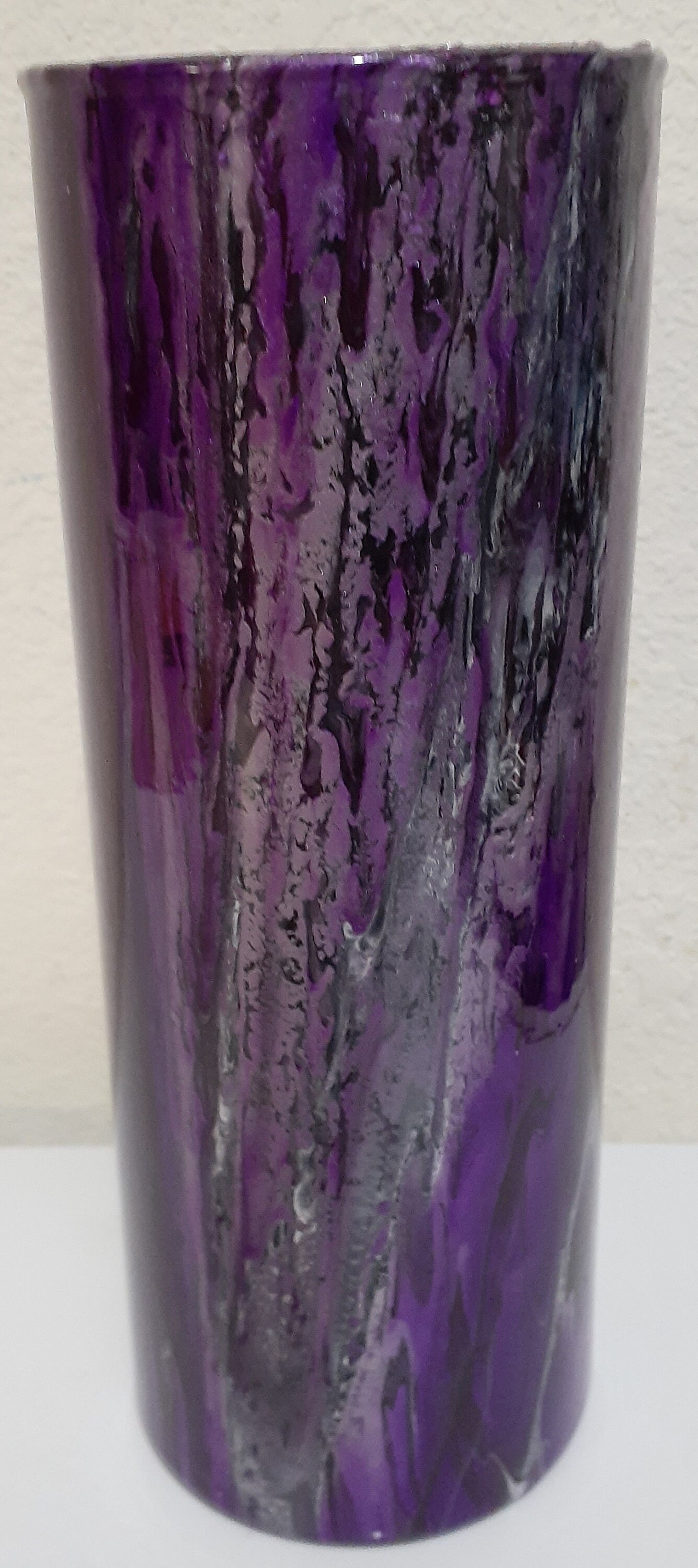 Epoxy Resin Coated Pour Painted 9 Glass Cylinder Vase Etsy