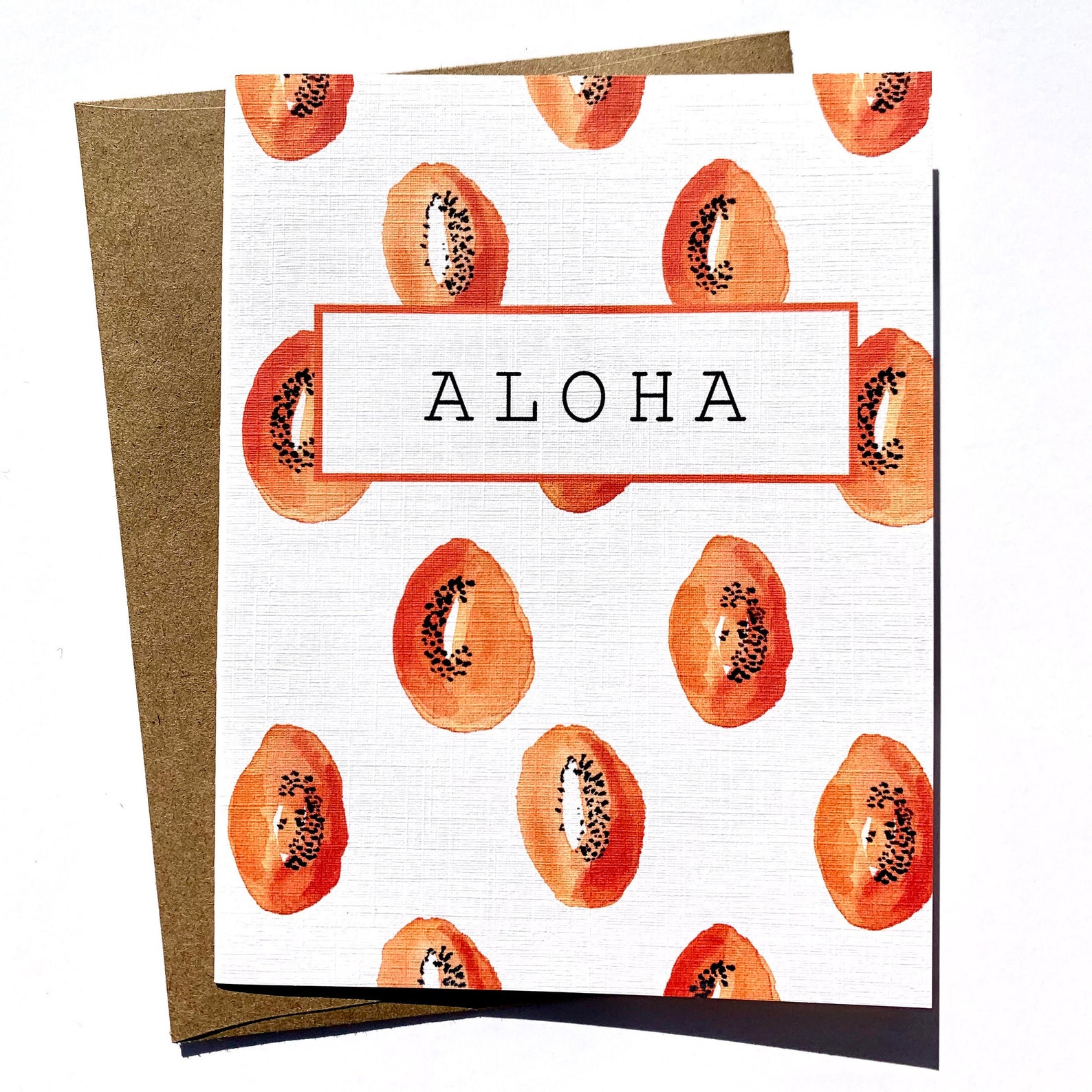 Papaya Print Greeting Card Aloha Card Mahalo Card Happy Etsy