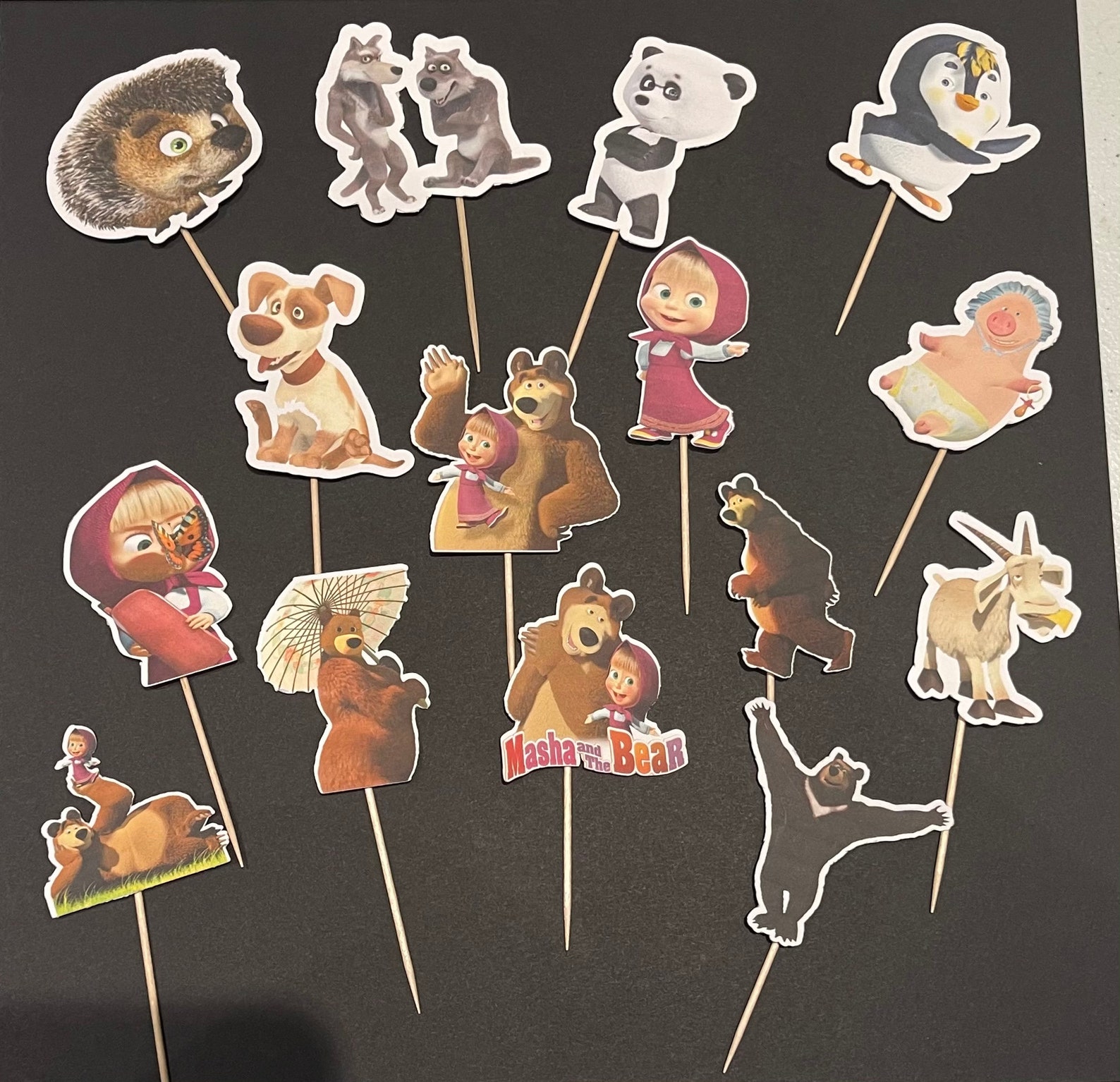 Masha and the Bear cupcake cake toppers x15 | Etsy