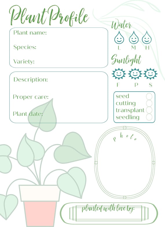 Plant Profile Template Plant Profile Template