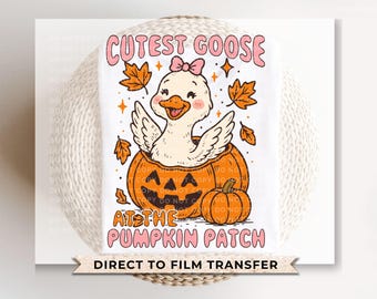 Cutest Goose at The Pumpkin Patch DTF Transfer, Ready to Press, Heat Transfer, Direct to Film, Halloween, Trendy, Autumn, Leaves, Fall