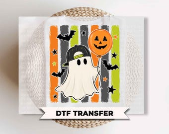 Boy Ghost Halloween DTF Transfers, Ready to Press, Spooky Ghost with Balloon Shirt Design