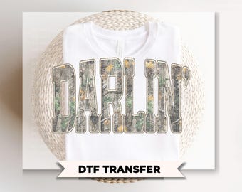 Camouflage Darlin DTF Transfer, Ready to Press, Western Country Tshirt Design