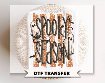 Spooky Season DTF Transfer, Ready to Press, Striped Halloween Ghost Tshirt Design