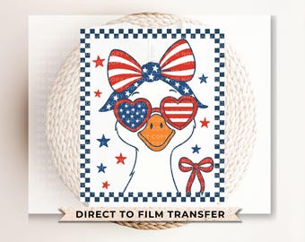 Girl Silly Goose, DTF Transfers, Ready to Press, T-shirt Transfers, Heat Transfer, Direct to Film, 4th of July Kids Patriotic Shirt, Summer