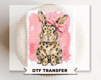 Leopard & Pink Bow Bunny DTF Transfer | Ready to Press, Coquette  Easter Tshirt Design