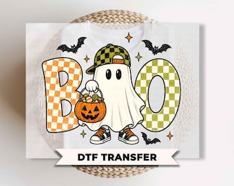 Boy Ghost Halloween DTF Transfers, Ready to Press, Kids Halloween Ghost Shirt Design