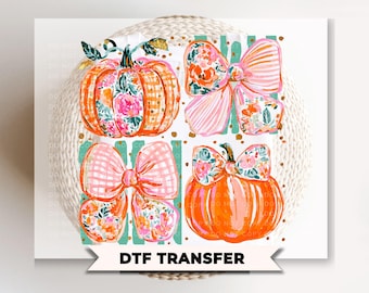 Preppy Striped Pumpkins DTF Transfer, Ready to Press, Trendy Fall Tshirt Design