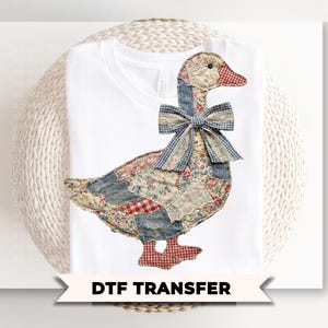 Patchwork Grandmacore Goose DTF Transfer, Ready to Press, Cottage Core Tshirt Design