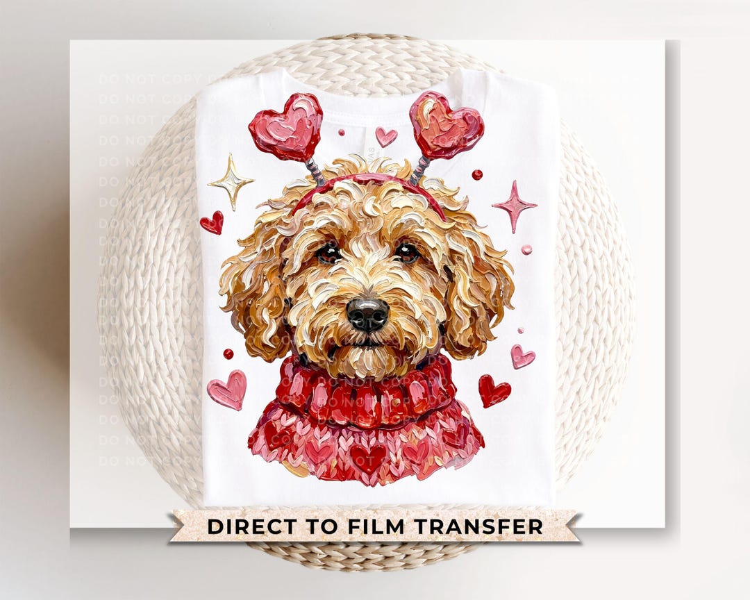 Goldendoodle Dog Valentine DTF Transfer | Ready to Press | Direct to ...