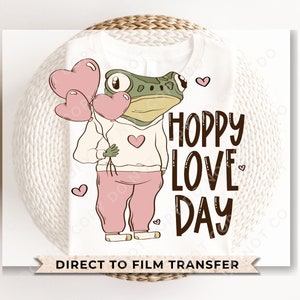 Transferencias DTF, listas para imprimir, transferencias para camisetas, transferencia de calor, directo a película, San Valentín, bonito, globos, sapo, rana, día del amor alegre
