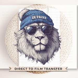 Detroit Football DTF Transfer, Ready to Press, T-shirt Transfer, Heat Transfer, Direct to Film, Sport Fan, Lion, Animal Mascot, Michigan