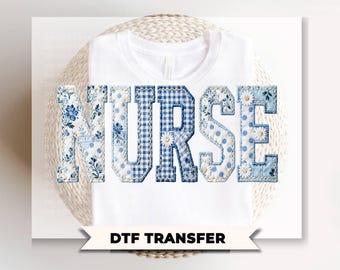 Nurse Toile Patchwork DTF Transfer, Ready to Press, Gift for Nurse Graduation