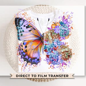 Butterfly DTF Transfers, Ready to Press, T-shirt Transfers, Heat Transfer, Direct to Film, Flowers, Spring, Cute, Girly, Floral Butterfly