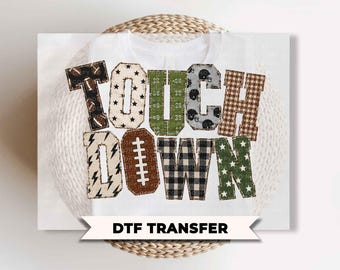 Patchwork Touchdown Football DTF Transfers, Football Mom, Friday Night Lights Shirt Design