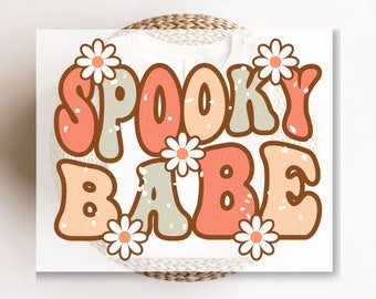 DTF Transfers, Ready to Press, T-shirt Transfers, Heat Transfer, Direct to Film, Custom Transfers, Halloween, Fall, Spooky Babe with Daisies