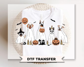 Halloween DTF Transfers, Ready to Press, T-shirt Transfers, Heat Transfer, Direct to Film, Custom Transfers, Spooky, Puppy, Ghost Dogs