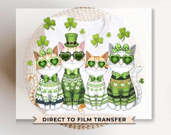 St. Patrick's Day Cats DTF Transfer, Ready to Press