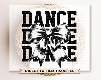 May include: Black and white graphic design of a bow with the text "Dance Like" above and "Dance" below the bow.