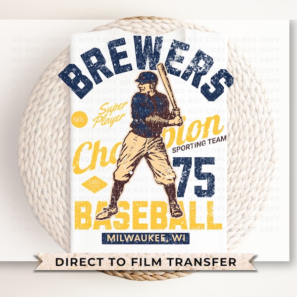 Baseball DTF Transfers, Ready to Press, T-shirt Transfers, Heat Transfer, Direct to Film, Sports, Summer, Vintage, Retro Milwaukee Wisconsin