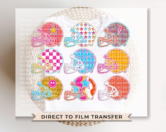 Neon Football DTF Transfer, Ready to Press, T-shirt Transfer, Heat Transfer, Direct to Film, Sports Mom Apparel, Game Day, Helmets, Colorful