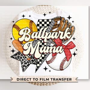 Softball Baseball Mama DTF Transfer, Ready to Press, T-shirt Transfer, Heat Transfer, Direct to Film, Sport Mama, Game Day, Coquette Bow