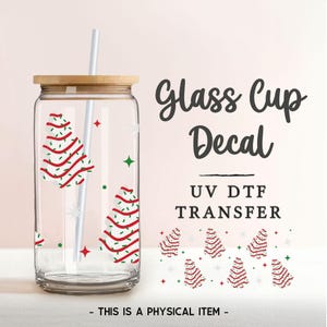 Christmas Tree Cakes UV DTF Glass Can Wrap for 16 oz Libbey Beer Can, Sticker, Direct to Film, Permanent Decal, Holiday, Ready to Apply