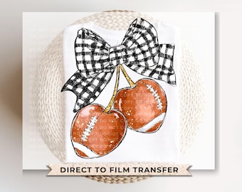 Football Coquette DTF Transfers, Ready to Press, T-shirt Transfers, Heat Transfer, Direct to Film, Game Day Shirt, Touchdown, Checkered Bow