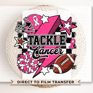 Breast Cancer DTF Transfers, Ready to Press, T-shirt Transfers, Heat Transfer, Direct to Film, Fight, Pink, Football, Cancer Awareness