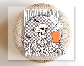 Halloween DTF Transfers, Ready to Press, T-shirt Transfers, Heat Transfer, Direct to Film, Fall Transfer, Pumpkins, Nightmare Before Coffee