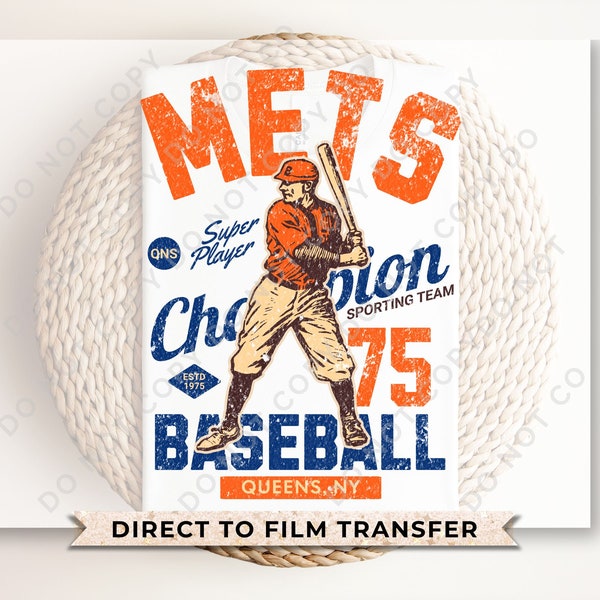 Baseball DTF Transfers, Ready to Press, T-shirt Transfers, Heat Transfer, Direct to Film, Sports, Summer, Vintage, Queens New York