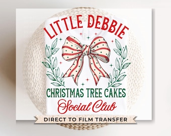 Christmas DTF Transfers, Ready to Press, T-shirt Transfers, Heat Transfer, Direct to Film, Holiday, Christmas Tree Cake Bow, Coquette