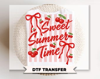 Sweet Summer Time DTF Transfer, Ready to Press, Coquette Strawberry Tshirt Design
