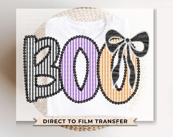 Boo Seersucker Coquette DTF Transfer, Ready to Press, T-shirt Transfer, Heat Transfer, Direct to Film, Halloween