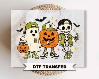 Boy Ghost Halloween DTF Transfers, Ready to Press, Kids Halloween Ghost Shirt Design
