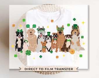 St. Patrick's Day DTF Transfer, Ready to Press, T-shirt Transfers, Heat Transfer, Direct to Film, Pet Mom, Clover, Cute, Dog Lover, Dog Mama