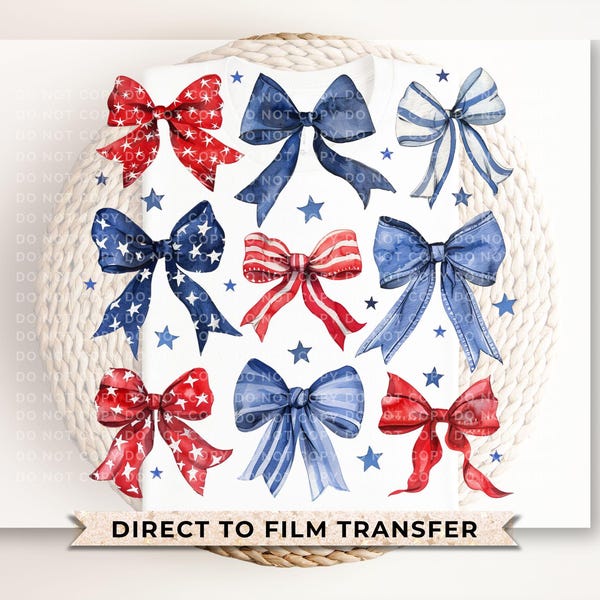 4th of July Bows DTF Transfer, Ready to Press