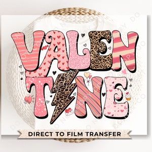 Transferencias DTF, Listo para imprimir, Transferencias para camisetas, Transferencia térmica, Directo a película, Despegado en frío, Día de San Valentín, Moderno, Corazón, San Valentín con estilo
