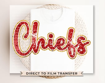 FAUX Sequins Football DTF Transfer, Ready to Press, T-shirt Transfer, Heat Transfer, Direct to Film, Sports, Glitter, Kansas City