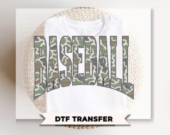 Camo Baseball DTF Transfer, Ready to Press, Sport Mama Tshirt Design