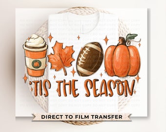 Fall DTF Transfers, Ready to Press, T-shirt Transfers, Heat Transfer, Direct to Film, Latte, Football, Pumpkin, Tis The Season Favorites