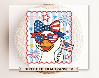 4th of July Girl Goose DTF Transfer, Patriotic Shirt, Ready to Press