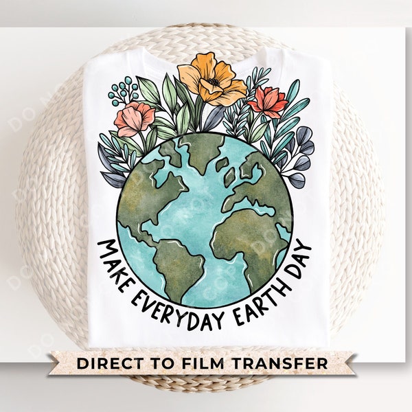 Earth Day DTF Transfers, Ready to Press, T-shirt Transfers, Heat Transfer, Direct to Film, Retro, Mother Nature, Flower, Save The Earth